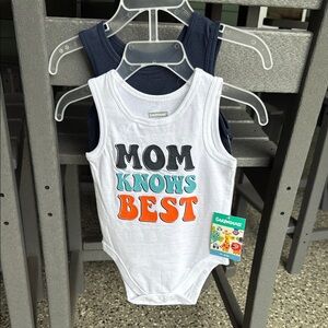 Garanimals White and Blue Bodysuits - 'Mom Knows Best' 2 pack